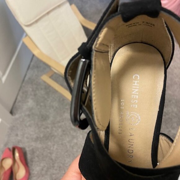 Chinese Laundry Ankle Strap Heels, 3.75" Microsuede, Size 7.5 - Picture 2 of 7